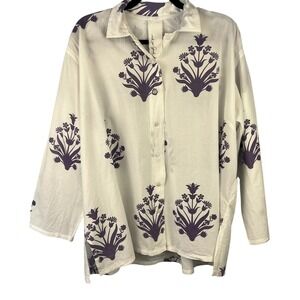 And For Good Organic Cotton Oversized Boyfriend Shirt Cameo Floral
